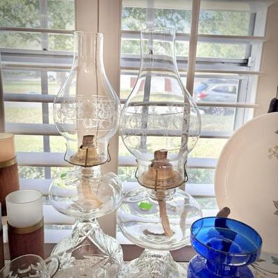 Pair of vintage oil lamps