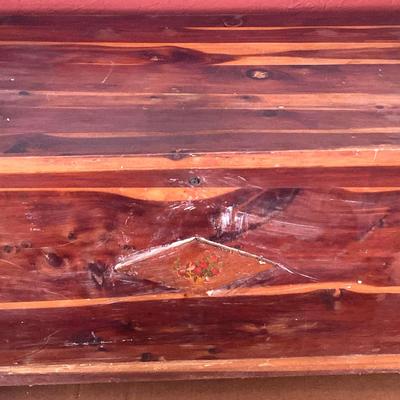 Old Wooden Chest With Small Flower Hand Painting