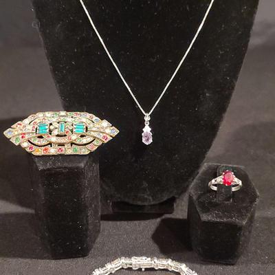 .925 Bracelet, Chain & Pendant With Other Colorful Jewelry 