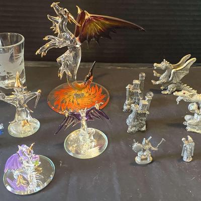 Glass And Pewter Small Dragons