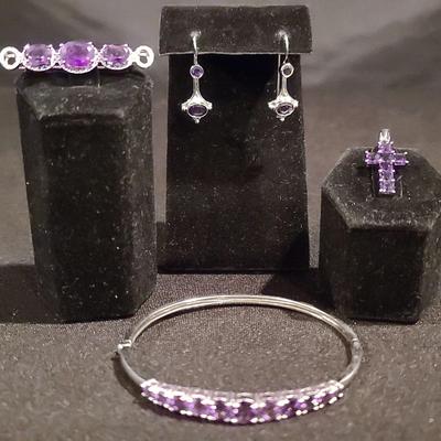 .925 Amethyst Bracelet, Earrings & Pendants