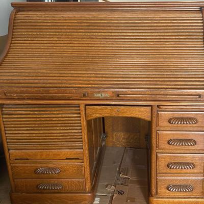 Vintage Oak Roll Top Desk