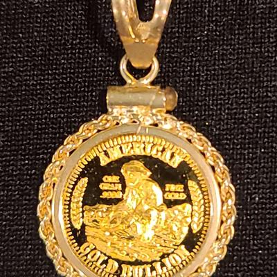 .999 Fine Gold Bullion in 14K Gold Setting: American Eagle Minting