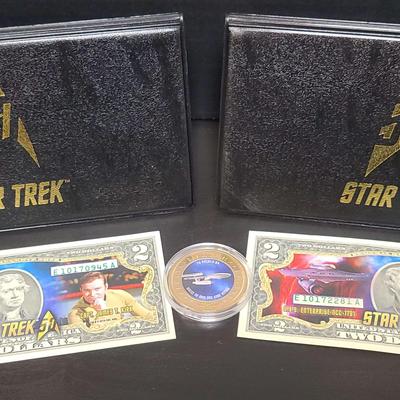 Star Trek Colorized Two Dollar Bills & Medallion