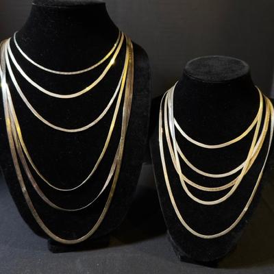 Ten Sterling Silver Flat Chain Necklaces Featuring Made In Italy