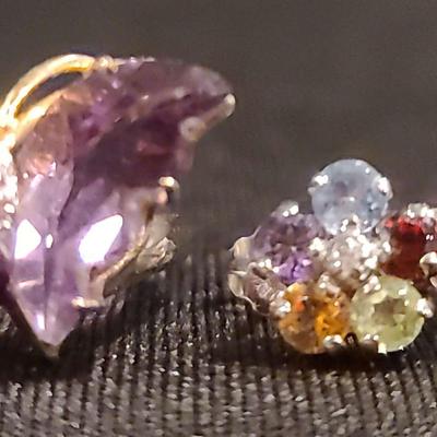 14K Earrings & 14KP Ring With Diamonds 