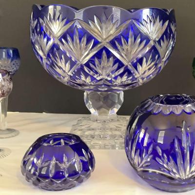 Czech Bohemian Glass Bowls And Glasses