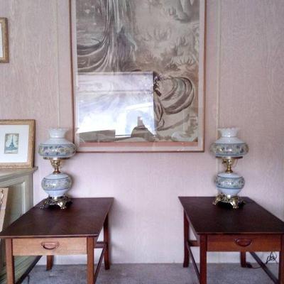 Ke014 mid century side tables lamps & artwork