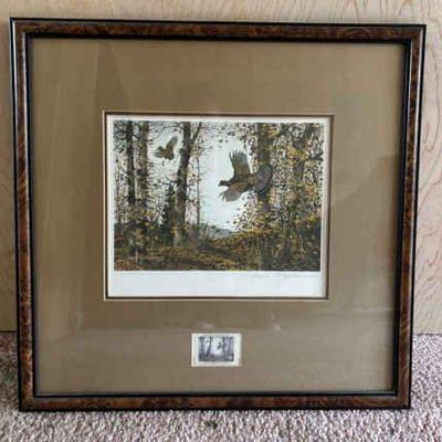 Ke015v limited edition david hagerbaumer lithograph and antique stamps