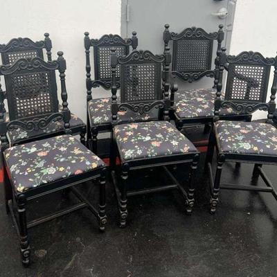 Ct160 black carved wooden chairs