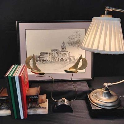 Ct110 brass books and lamp