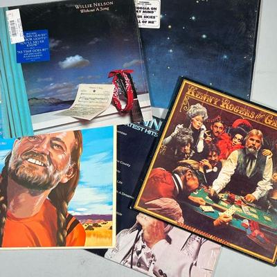 (5pc) WILLIE NELSON & KENNY ROGERS VINYL | Vinyl record albums including: Willie Nelson "Without A Song" (FC 39110) Willie...