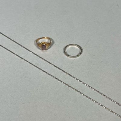 18K & 14K GOLD JEWELRY | Including: 18K white gold necklace marked "18K" (1.7g), 14K white gold ring marked "14K"...