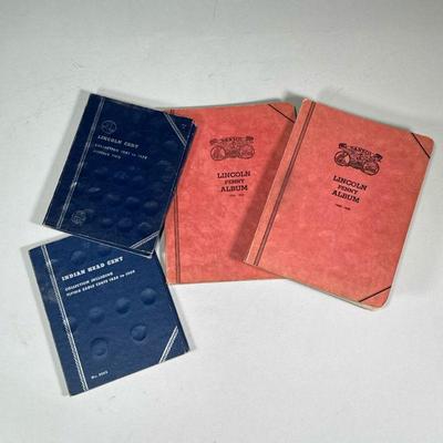 (4pc) Indian Head & Lincoln Penny Books | Including a Whitman Indian Head Cent book and three Lincoln Penny albums (two by Dansco,...