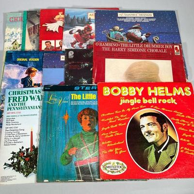 (12pc) Christmas & Holiday Vinyl Records | Vinyl record albums including: Bobby Helms "Jingle Bell Rock" (MLP-1206) Living...