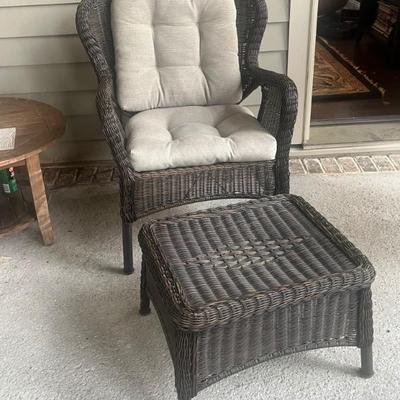 Outdoor Wicker Arm Chair & Footstool BUY THEM NOW $75