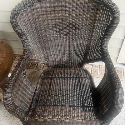 Outdoor Wicker Arm Chair & Footstool BUY THEM NOW $75