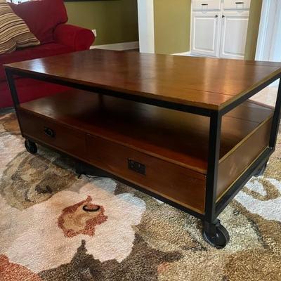 Industrial-Style Coffee/Cocktail Table; approx. 21.5" x 50" x 26";  BUY IT NOW $150