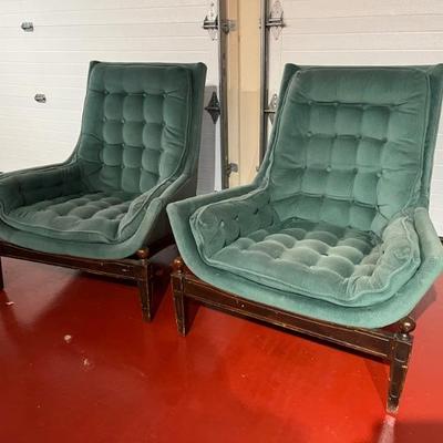 Pair of Mid-Century Lounge Chairs & Ottomans; chairs approx. 36" x 36" x 36";  BUY THEM NOW $550