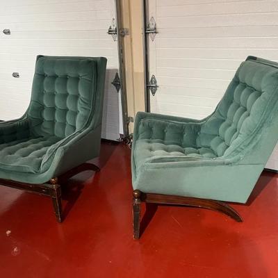 Pair of Mid-Century Lounge Chairs & Ottomans BUY THEM NOW $550