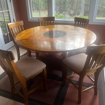 Haverty's Sonoma Valley Gathering Table & 6 Chairs;  table approx. 35.5" H x 66" diameter, chair seat 25";  BUY...