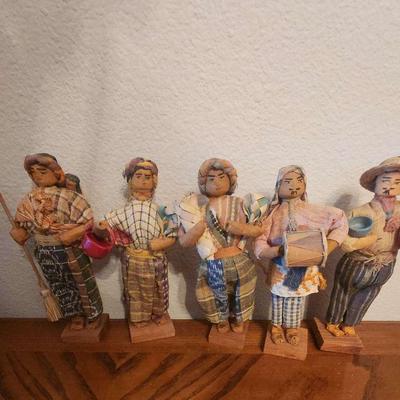 Vintage Guatemala Souvenir Travel Dolls Lot of 5 Folk Art Handmade