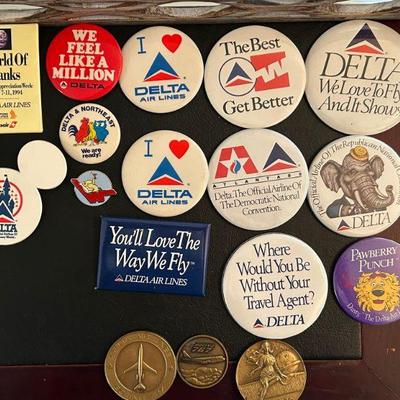 Vintage Delta AIrelines Pins and Medals 