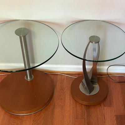 Glasss and Wood Side / Accent Tables 