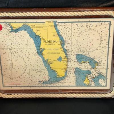 Serving Tray w/ Vintage Florida Map 