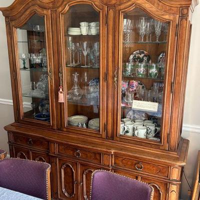 Stunning China Cabinet w/ Crystal, China and Silver 