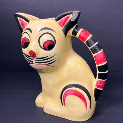 Vintage Ditmar Urbach Erphila Art Deco Cat Pitcher - 8.5”h