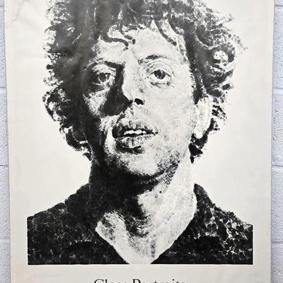 Vintage Chuck Close 1981 Whitney Exhibition Poster With Portrait Of Phillip Glass - 39x26”