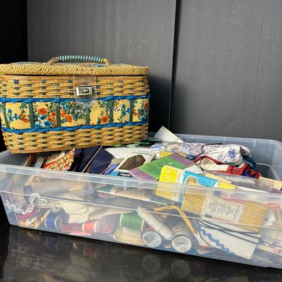 Vintage Sears Sewing Basket And Sewing Notions