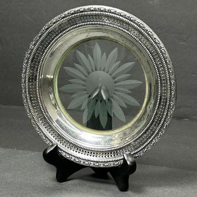 Vintage Sterling Silver & Etched Glass Frank M. Whiting "Tailsman Rose" Lemon Dish - 6 5/8" Diameter