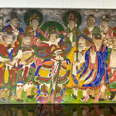 Korean Garden Shrine Painting On Canvas - 38x79” Lot 1