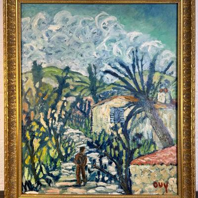 Ouy (Gerard d'Albouy) Oil on Board Post Impressionist-Style Landscape - 33.25x38”