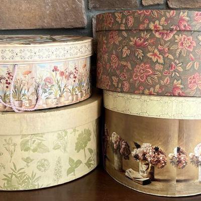 Assorted Lot Of Decorative Floral Hat Boxes
