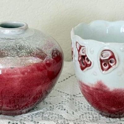 (2) Nan Bangs And James Mckinnell Studio Art Mid Century Pottery Vase And Bowl