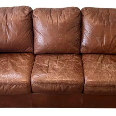 Vintage Legacy Leather Brown Full Size Sofa (as Is)