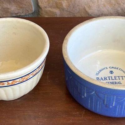 (2) Antique Stoneware Advertising Bowls - Red Wing Rasmussen Grocery And Bartlett's General Merchandise 