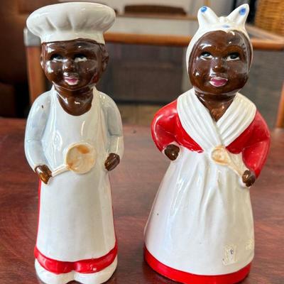 Set Of Vintage Black Americana Sugar And Salt Shaker Japan