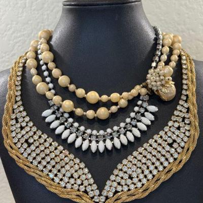 Unsigned Hattie Carnegie Twist Braid Collar Incrusted Chiton Rhinestone Necklace And Earrings, And More