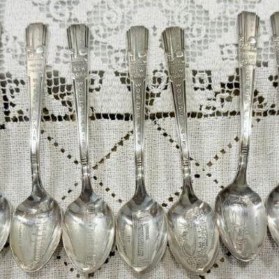 Set Of (11) 6" 1939 WM Rogers New York World's Fair Silver Plate Souvenir Spoons