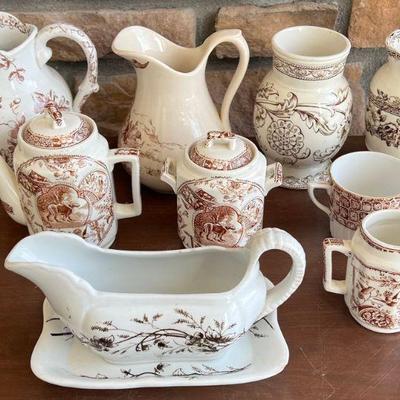 Vintage And Antique Transferware And Ironestone - Pitchers, Tea Pots, Creams, Sugars, And More