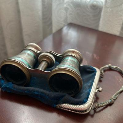 Antique opera binoculars with original bag. 