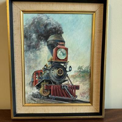 Number three train engine original painting by famed San Francisco artist, Albert Tolf. Measures 15“ x 12“. $175