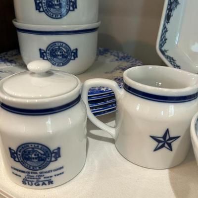 La Maison Porcelain sugar, creamer, and two bowls. 