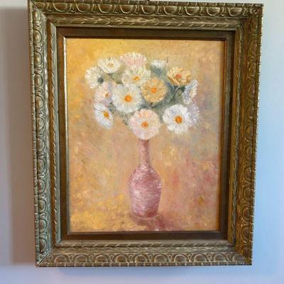 Original painting in lovely solid wood gold gilt frame. 
