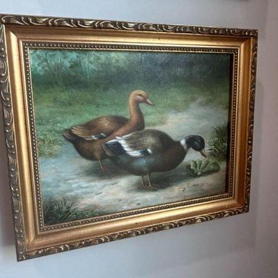 Signed original painting in vintage solid wood gilt frame. - Campi 