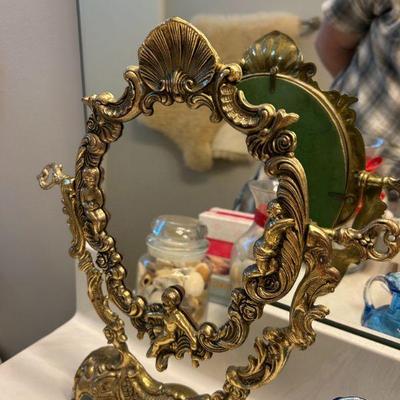 Solid brass boudoir mirror 